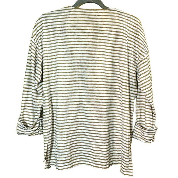 Chico’s Gold Sparkle Striped V-Neck Top Size XS - Picture 8 of 8